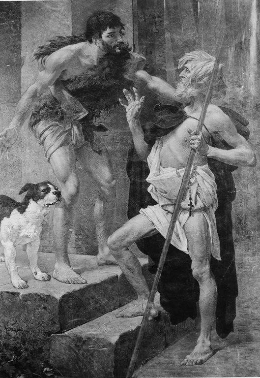 Opera di misericordia: ospitare i pellegrini (dipinto) by Lehoux Pierre Adrien P